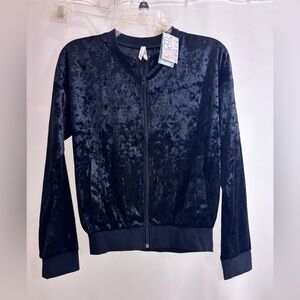 Roper Black Crushed Velvet Bomber Jacket - Velvet Finish